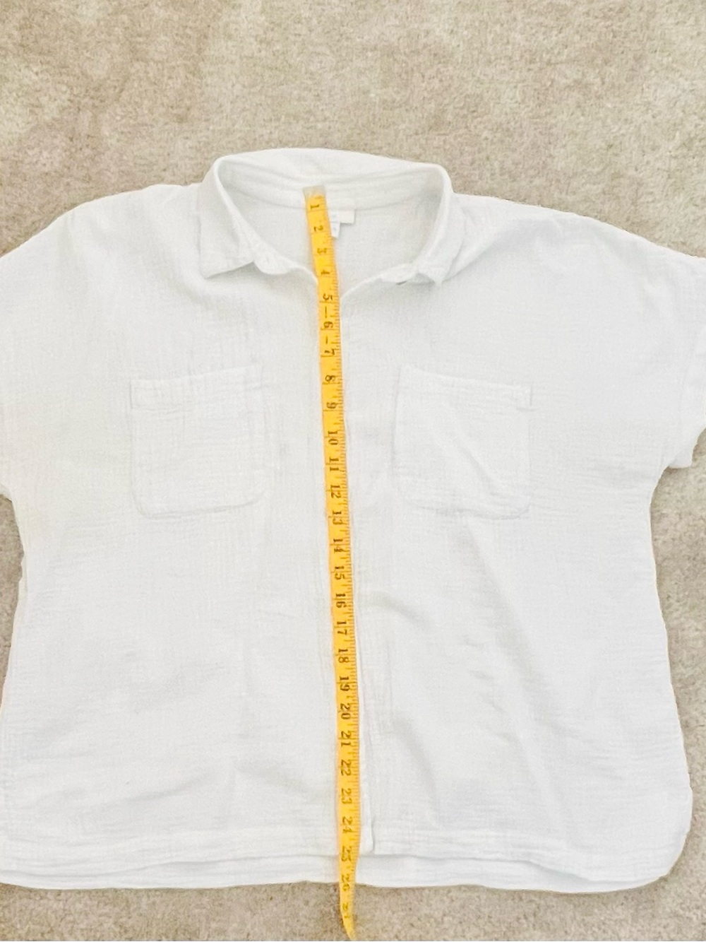 J. Jill White Short-Sleeve Button-Down Gauze Shirt - Picture 10 of 10